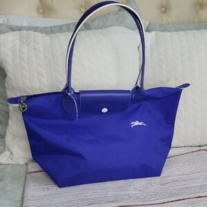 LONGCHAMP Royal Blue And White Elegant Blue Tote Bag